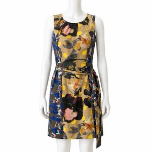 Rachel Roy Womens 4 Dress Floral Boho Sleeveless Artsy Whimsy Shift Chic Zip